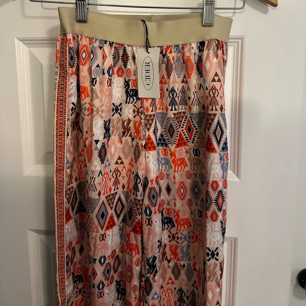 Cider Vibrant A-Line Skirt with Geometric Patterns